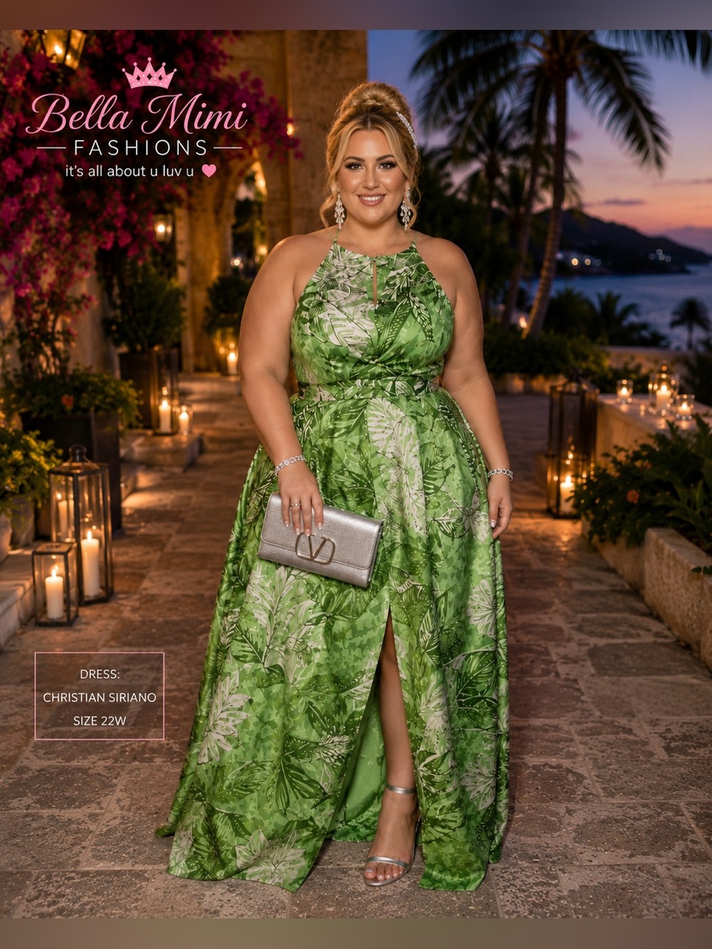 Christian Siriano  halter style evening size 22W 💚💚💚 premium designer D